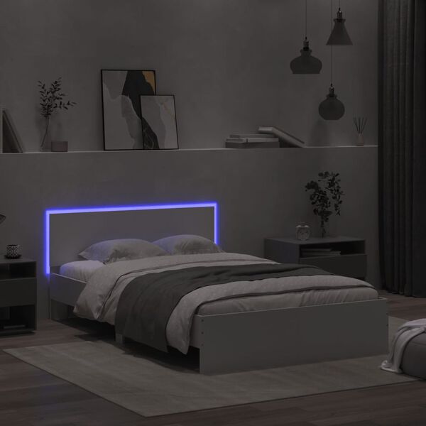 vidaXL Cadre de lit avec LED sans matelas blanc 135x190 cm