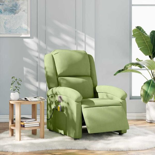 vidaXL Fauteuil inclinable de massage &eacute;lectrique vert clair velours