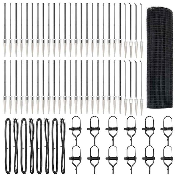 vidaXL Poteau de cl&ocirc;ture. Gris 100 x 0,6 m (maille de 25 x 25 mm)