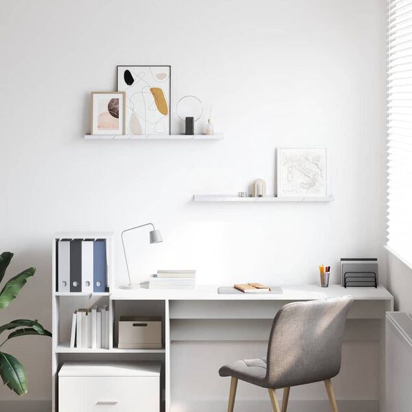 vidaXL &Eacute;tag&egrave;re Murale avec &eacute;tag&egrave;re 2 pcs Marbre blanc 80 x 9 x 3 cm