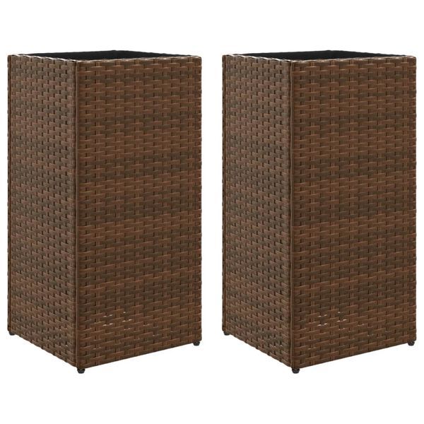 vidaXL Jardini&egrave;res 2 pcs marron 30x30x60 cm r&eacute;sine tress&eacute;e