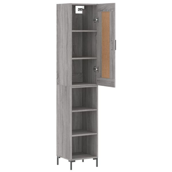 vidaXL Buffet haut Sonoma gris 34,5x34x180 cm Bois d'ingénierie