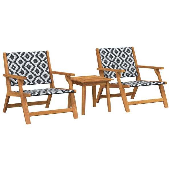vidaXL Chaises de jardin avec table 3 pcs Noir et Blanc