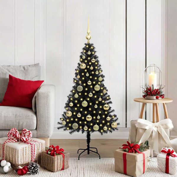 vidaXL Sapin de No&euml;l avec 150 LED avec support Noir 120 cm PVC