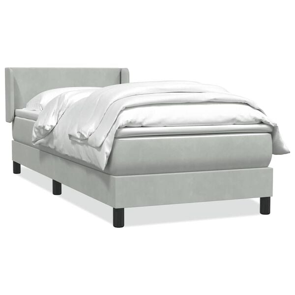 vidaXL Sommier &agrave; lattes de lit et matelas gris clair 80x220 cm velours