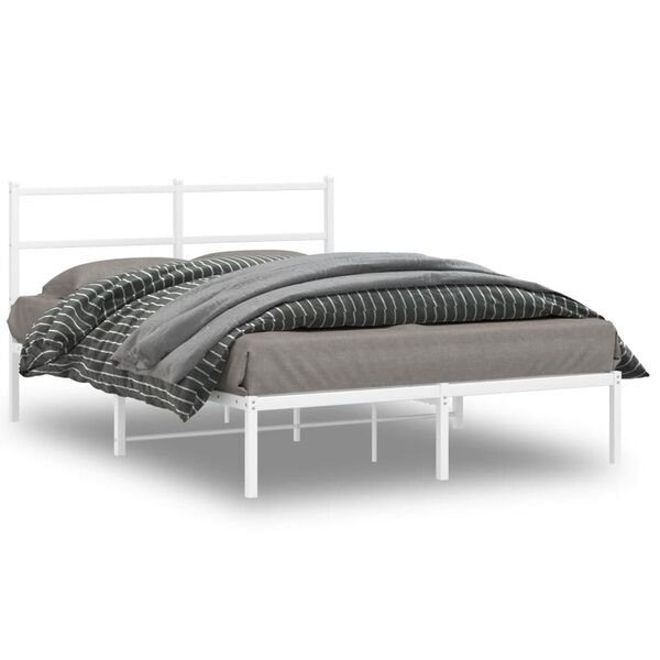 vidaXL Cadre de lit métal sans matelas et tête de lit blanc 140x190 cm