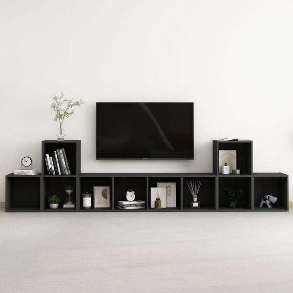 vidaXL Ensemble de meubles TV 5 pcs Noir Bois d'ing&eacute;nierie