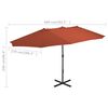 vidaXL Parasol d'ext&eacute;rieur avec poteau en aluminium terre cuite