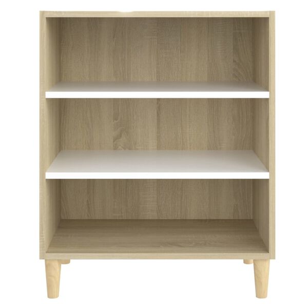 vidaXL Buffet blanc et ch&ecirc;ne sonoma 57x35x70 cm bois d'ing&eacute;nierie