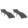 vidaXL Chaises longues lot de 2 et coussins gris clair r&eacute;sine tress&eacute;e