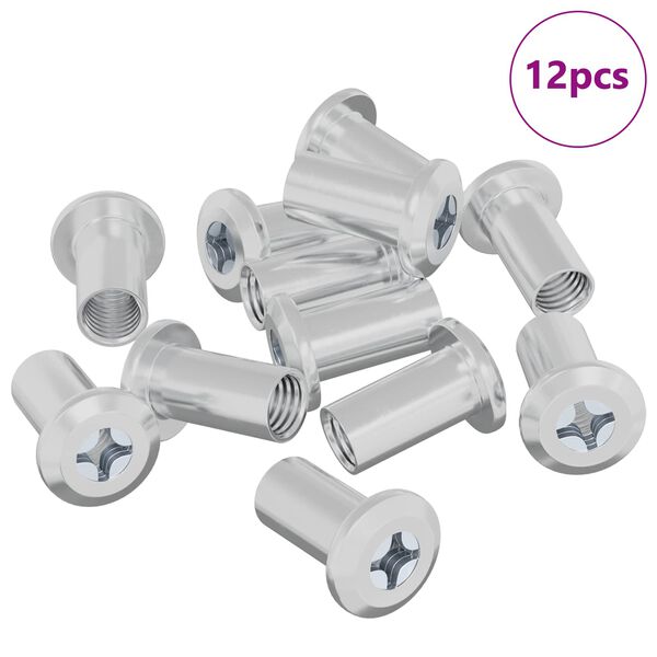 vidaXL Ecrou de verrouillage 12 pcs Nickel M6 x 15 mm Acier