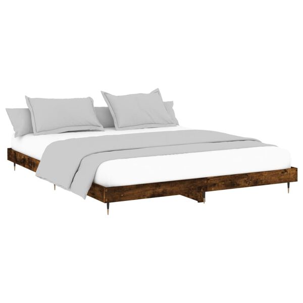 vidaXL Cadre de lit sans matelas ch&ecirc;ne fum&eacute; 200x200 cm bois ing&eacute;nierie