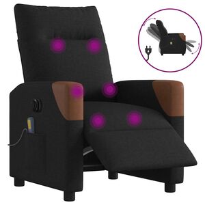 vidaXL Fauteuil de massage inclinable &eacute;lectrique Noir Tissu