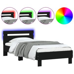 vidaXL Cadre de lit sans matelas avec lumi&egrave;res LED noir 90x200 cm