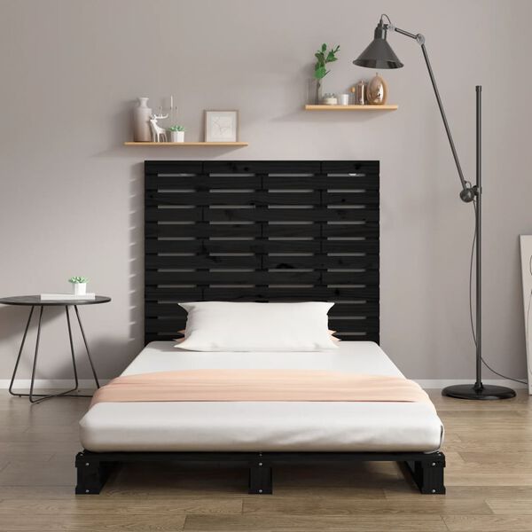 vidaXL T&ecirc;te de lit murale Noir 106x3x91,5 cm Bois massif de pin