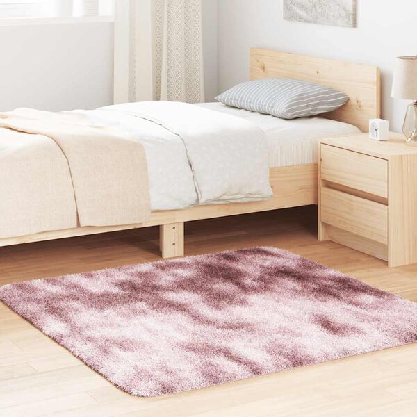 vidaXL Tapis Shaggy à poils longs NAVARRA rose poudré 120x120 cm