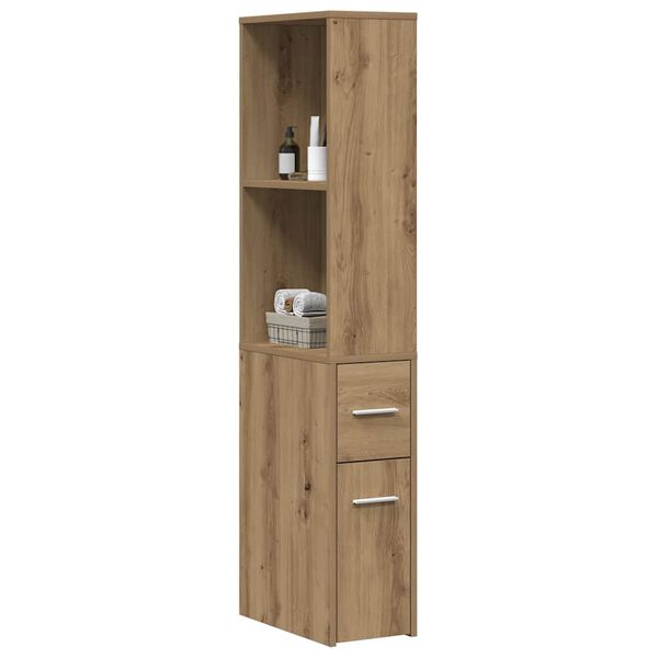 vidaXL Armoire de salle de bain &eacute;troite avec roulettes ch&ecirc;ne artisanal