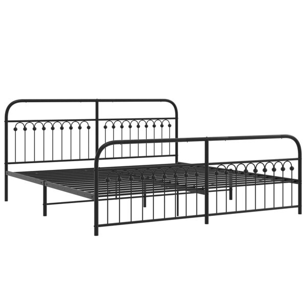 vidaXL Cadre de lit métal sans matelas avec pied de lit noir 200x200cm