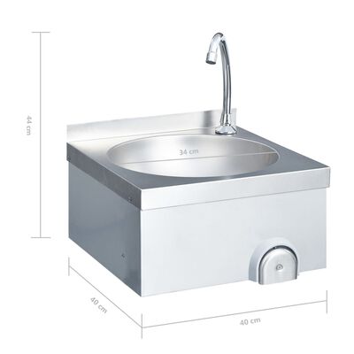 vidaXL Lavabo de lavage avec robinet et distributeur de savon Inox