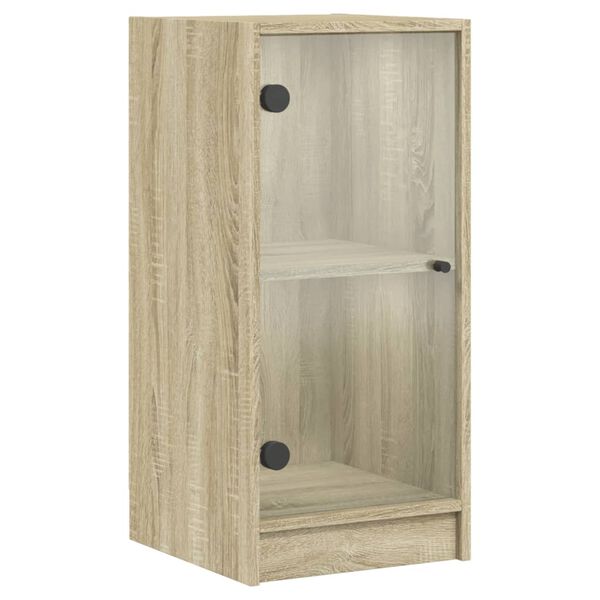 vidaXL Armoire lat&eacute;rale avec portes en verre ch&ecirc;ne sonoma 35x37x75,5cm