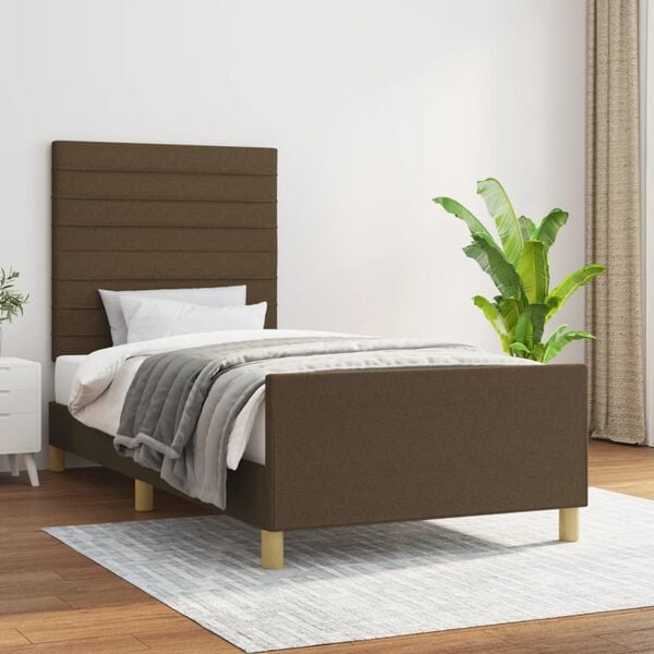 vidaXL Cadre de lit sans matelas marron fonc&eacute; 90x190 cm tissu