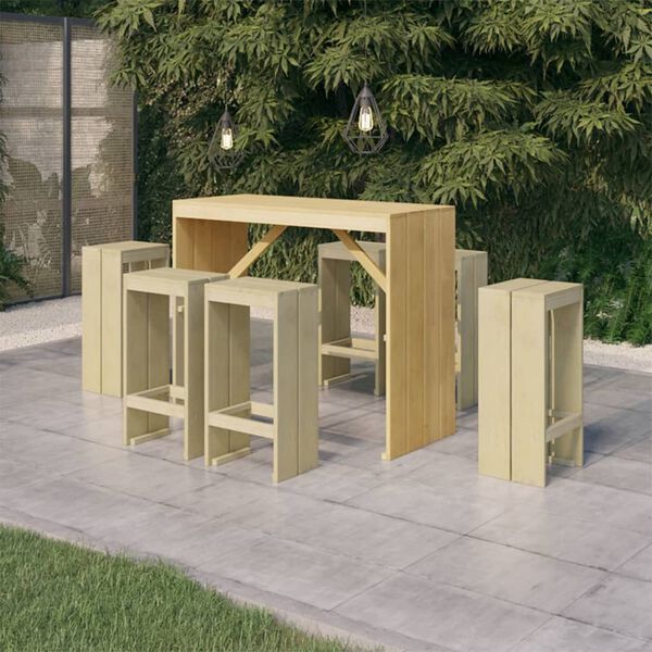 vidaXL Meubles de bar de jardin 7 pcs Bois de pin impr&eacute;gn&eacute;