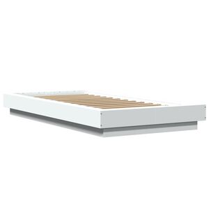 vidaXL Cadre de lit avec lumi&egrave;res LED sans matelas blanc 90x200 cm