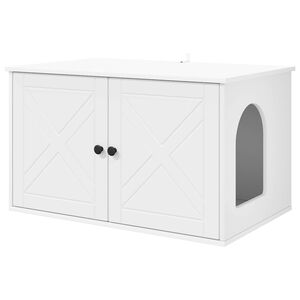 vidaXL Maison pour chat Blanc 85 x 55 x 50,5 cm Bois d'ing&eacute;nierie
