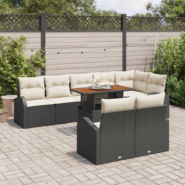 vidaXL Ensemble de canapé de jardin 9 pcs Noir Poly rotin