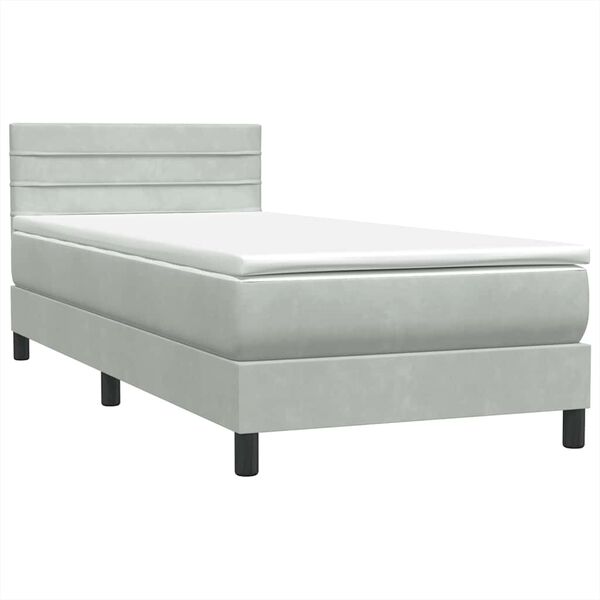 vidaXL Sommier &agrave; lattes de lit et matelas gris clair 90x220 cm velours