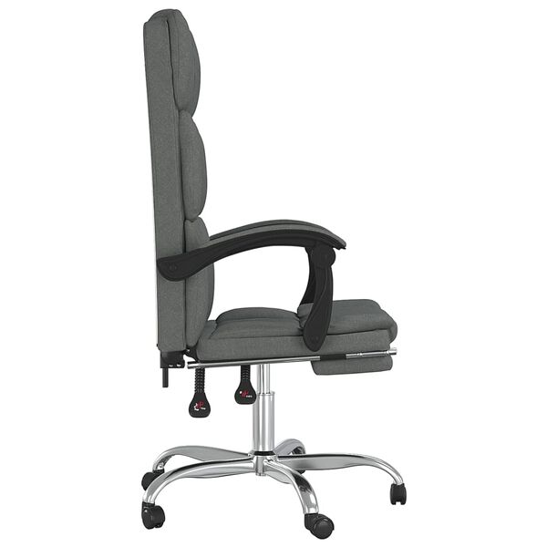 vidaXL Fauteuil inclinable de bureau Gris fonc&eacute; Tissu