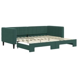 vidaXL Lit de jour avec gigogne sans matelas vert foncé 90x200 cm