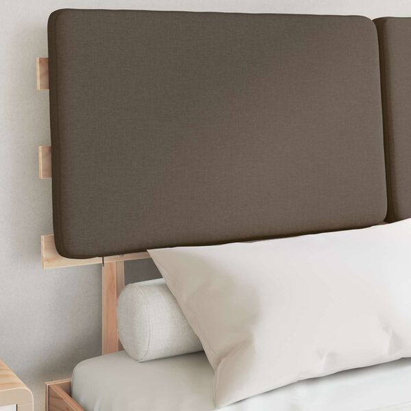 vidaXL Cadre de lit avec tête de lit rembourrée Taupe 135 x 190 cm
