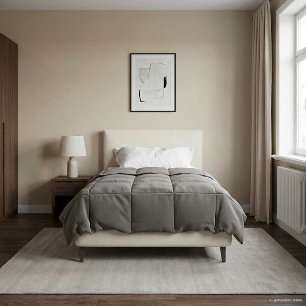 vidaXL Duvet complet toute l'ann&eacute;e Gris clair 140 x 200 cm Microfibre