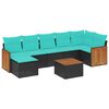 vidaXL Ensemble de canap&eacute; de jardin 8 pcs avec coussins noir r&eacute;sine tress&eacute;e