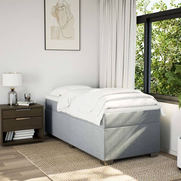 vidaXL Sommier &agrave; lattes de lit avec matelas gris clair 80x200 cm tissu