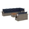 vidaXL Ensemble de canap&eacute; de jardin 9 pcs avec coussins gris r&eacute;sine tress&eacute;e