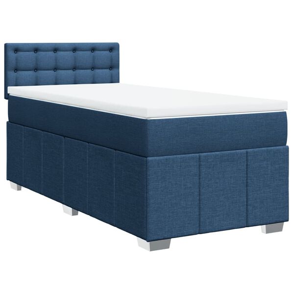 vidaXL Sommier &agrave; lattes de lit avec matelas Bleu 90x190 cm Tissu
