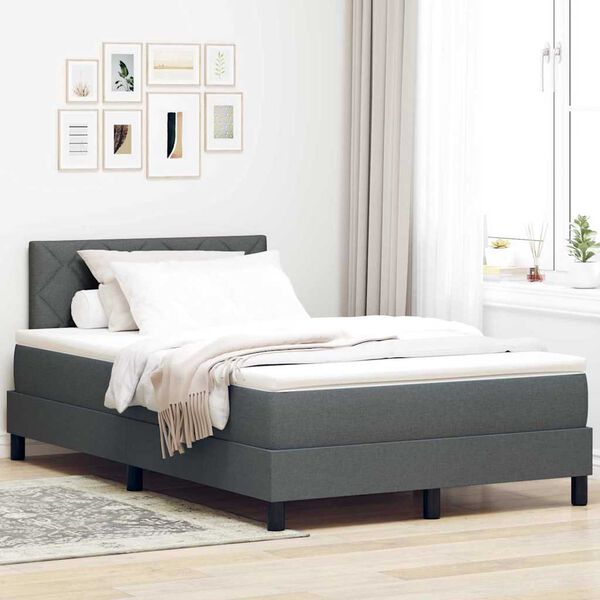 vidaXL Lit &agrave; ressorts avec matelas Gris fonc&eacute; 120 x 190 cm tissu