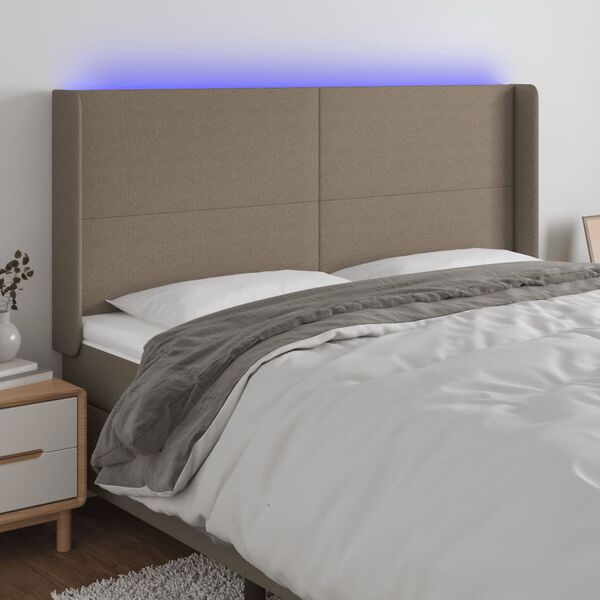 vidaXL T&ecirc;te de lit &agrave; LED Taupe 183x16x118/128 cm Tissu