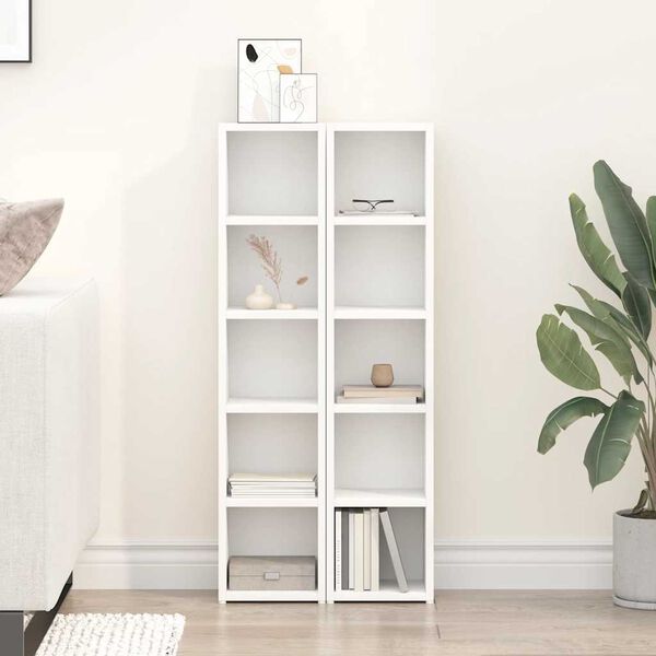 vidaXL Armoires &agrave; CD 2 pcs Blanc 21x16x93,5 cm Agglom&eacute;r&eacute;
