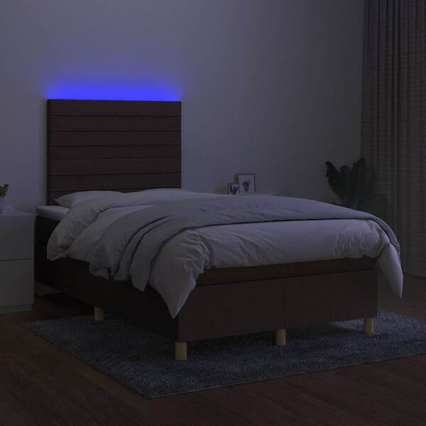 vidaXL Sommier &agrave; lattes de lit matelas et LED marron fonc&eacute; 120x190 cm