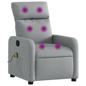 vidaXL Fauteuil inclinable de massage en tissu gris clair