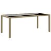 vidaXL Table de jardin 190x90x75 cm Verre trempé/résine tressée Beige