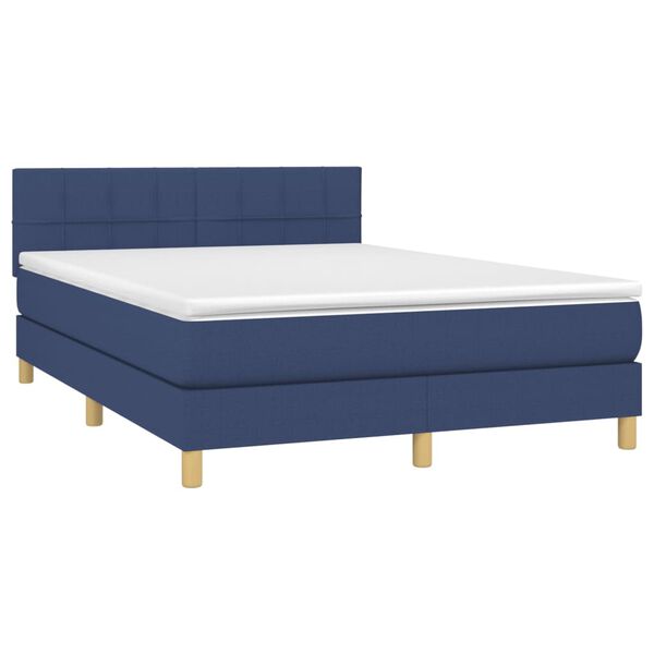 vidaXL Sommier &agrave; lattes de lit avec matelas Bleu 140x200 cm Tissu