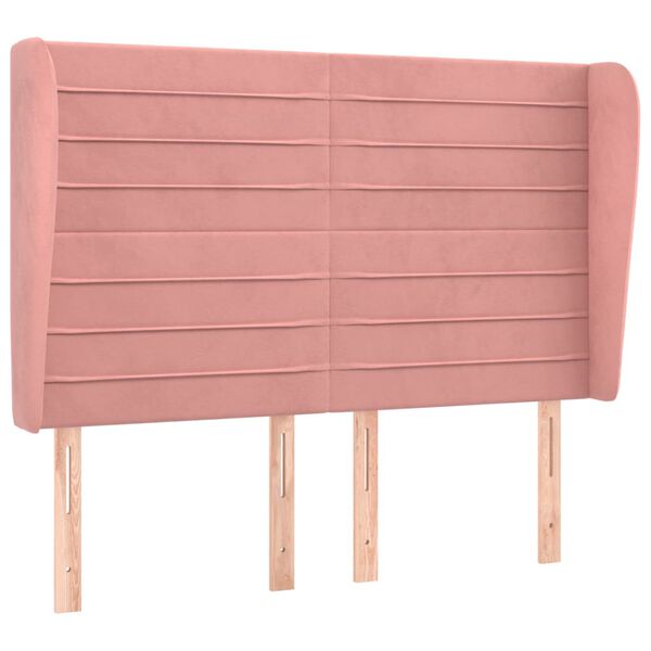 vidaXL T&ecirc;te de lit avec oreilles Rose 147x23x118/128 cm Velours
