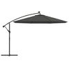 vidaXL Parasol de jardin en porte-à-faux et lumières LED mât en métal