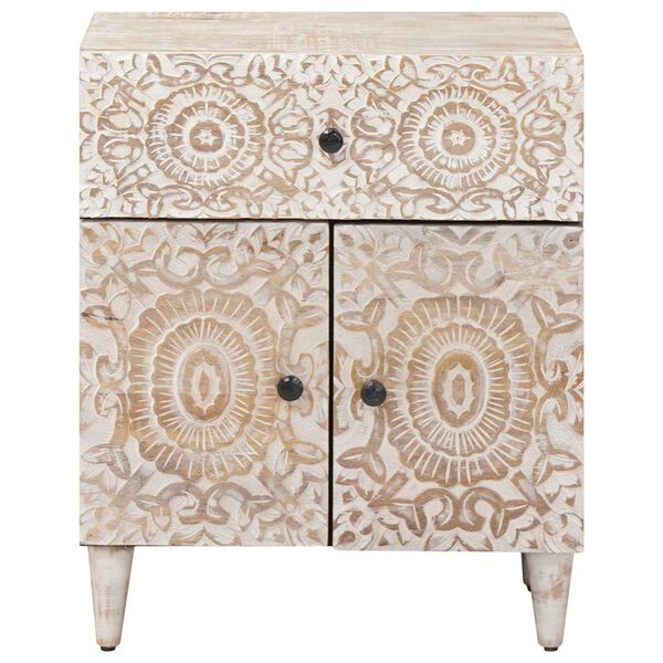 vidaXL Armoire de lit Blanc 50 x 33 x 60 cm Bois de mangue massif