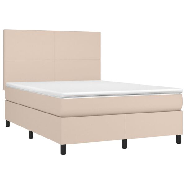 vidaXL Sommier &agrave; lattes de lit avec matelas LED Cappuccino 140x200 cm