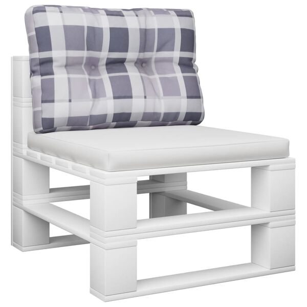 vidaXL Coussin de palette motif &agrave; carreaux gris 50x40x12 cm tissu